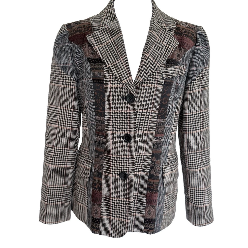 Vintage Harvey Benard Plaid Blazer Wool Patchwork Academia Tweed Size 8